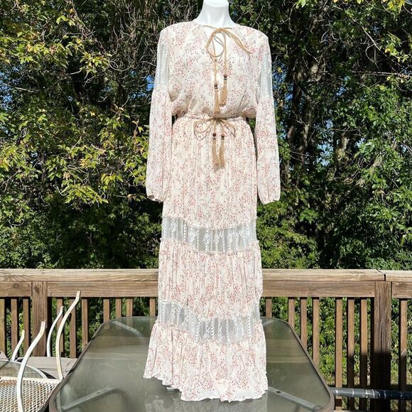 Island Tribe Manda Floral Boho Style Maxi Dress Size Small - Picture 3 of 7
